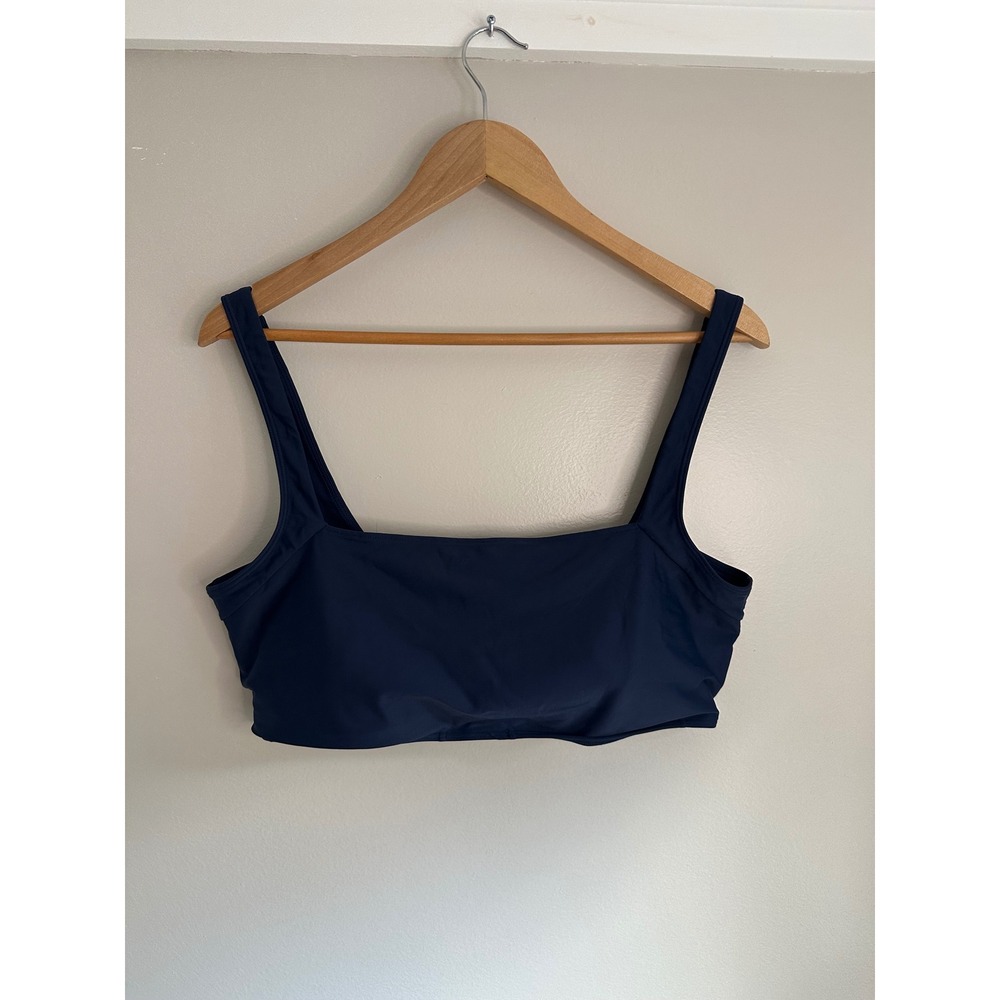 Summersalt‎ Bikini Top Womens 14 Navy Blue EUC Sustainable Square Neck Coastal